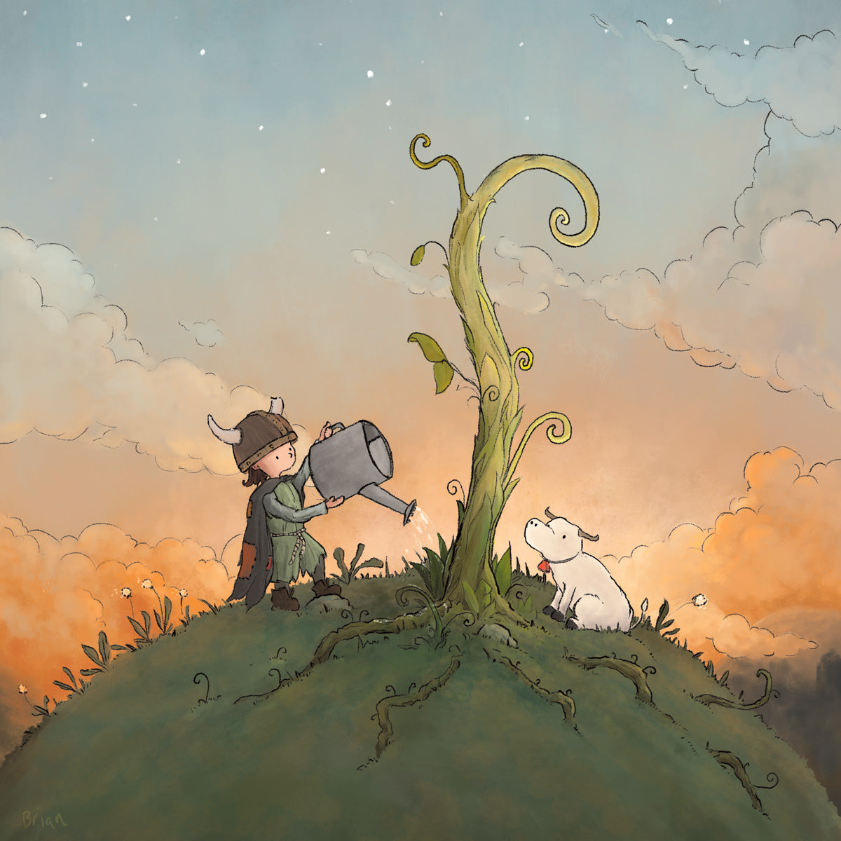 Realm of the Beanstalks アートプリント サイン入り Jack and the Beanstalk - Growing the Vine– Brian Schmidt Artwork