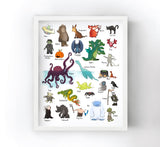 Alphabet Print - Monsters and Creatures