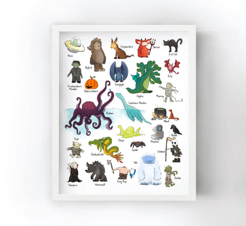 Alphabet Print - Monsters and Creatures