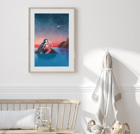 Mermaid Art Print - At Sunset