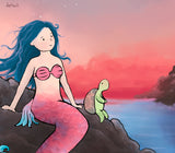 Mermaid Art Print - At Sunset