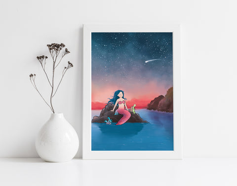Mermaid Art Print - At Sunset
