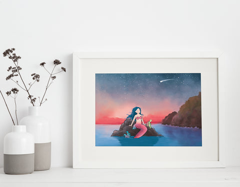 Mermaid Art Print - At Sunset