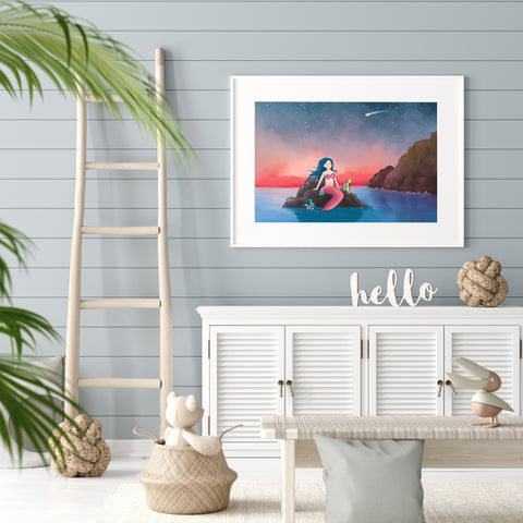 Mermaid Art Print - At Sunset