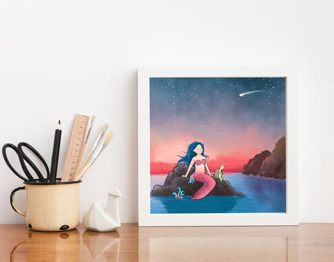 Mermaid Art Print - At Sunset
