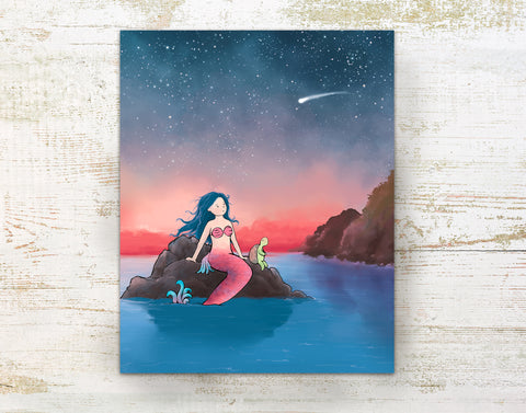 Mermaid Art Print - At Sunset