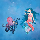 Mermaid Art Print - Chatting with Octopus
