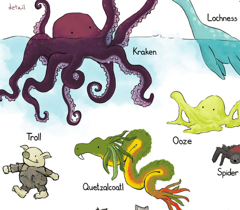 Alphabet Print - Monsters and Creatures