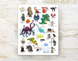 Alphabet Print - Monsters and Creatures