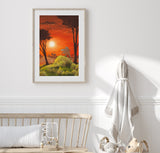 Pangolin Art Print - Viewing the Sunset