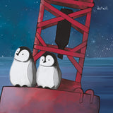 Penguins and Seals Art Print - Resting on a Buoy