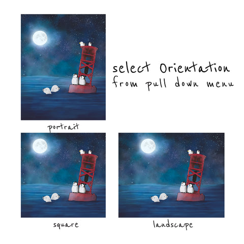 Penguins and Seals Art Print - Resting on a Buoy