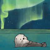 Sea Otters Art Print - Aurora Borealis