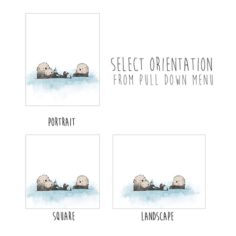 Sea Otters Art Print - Family