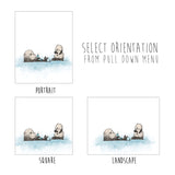 Sea Otters Art Print - Family of 4