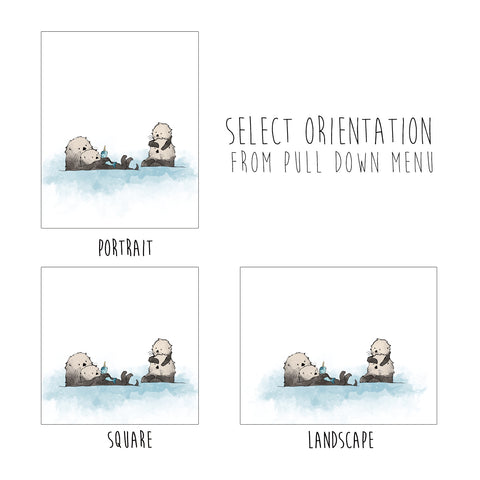 Sea Otters Art Print - Family of 4