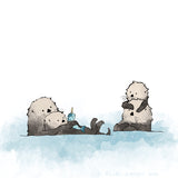 Sea Otters Art Print - Family of 4