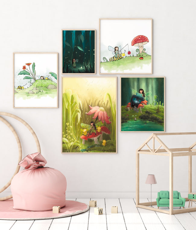 Fairy Art Print - Spying a Bumble Bee