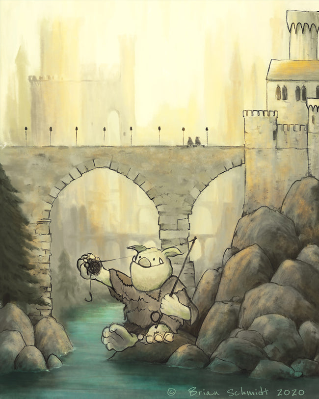 Troll Art Print - Fishing in the Kingdom River