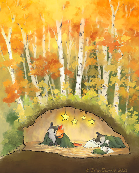 Wolf Art Print - Napping in the Wolf's Den