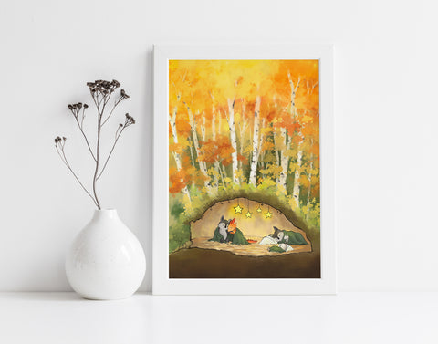 Wolf Art Print - Napping in the Wolf's Den
