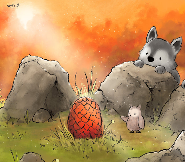 Wolf Art Print - Finding the Dragon Egg