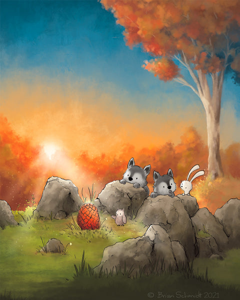 Wolf Art Print - Finding the Dragon Egg