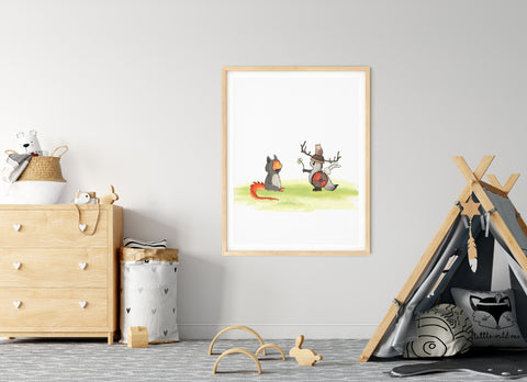 Wolf Art Print - Meeting a Dragon?