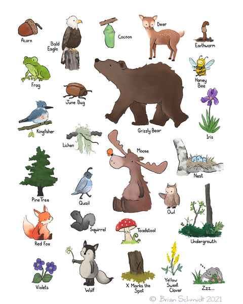 Alphabet Print - Woodland Wildlife