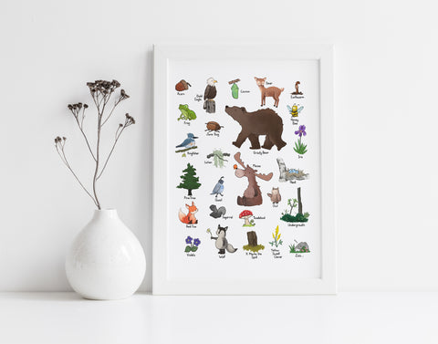 Alphabet Print - Woodland Wildlife
