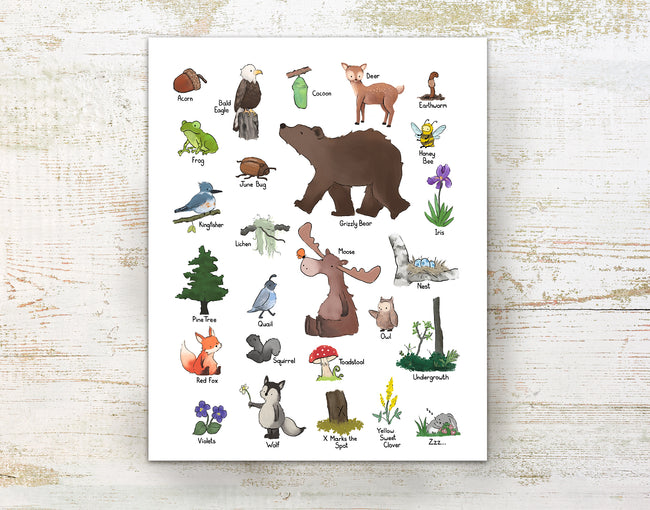 Alphabet Print - Woodland Wildlife
