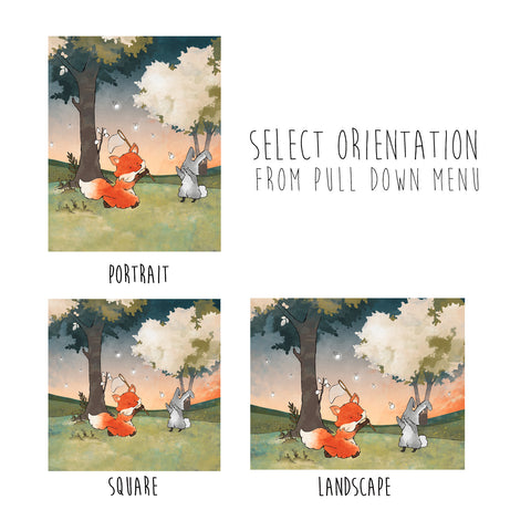 Fox and Rabbit Art Print - Chasing Fireflies