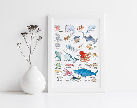 Alphabet Print - Marine Wildlife